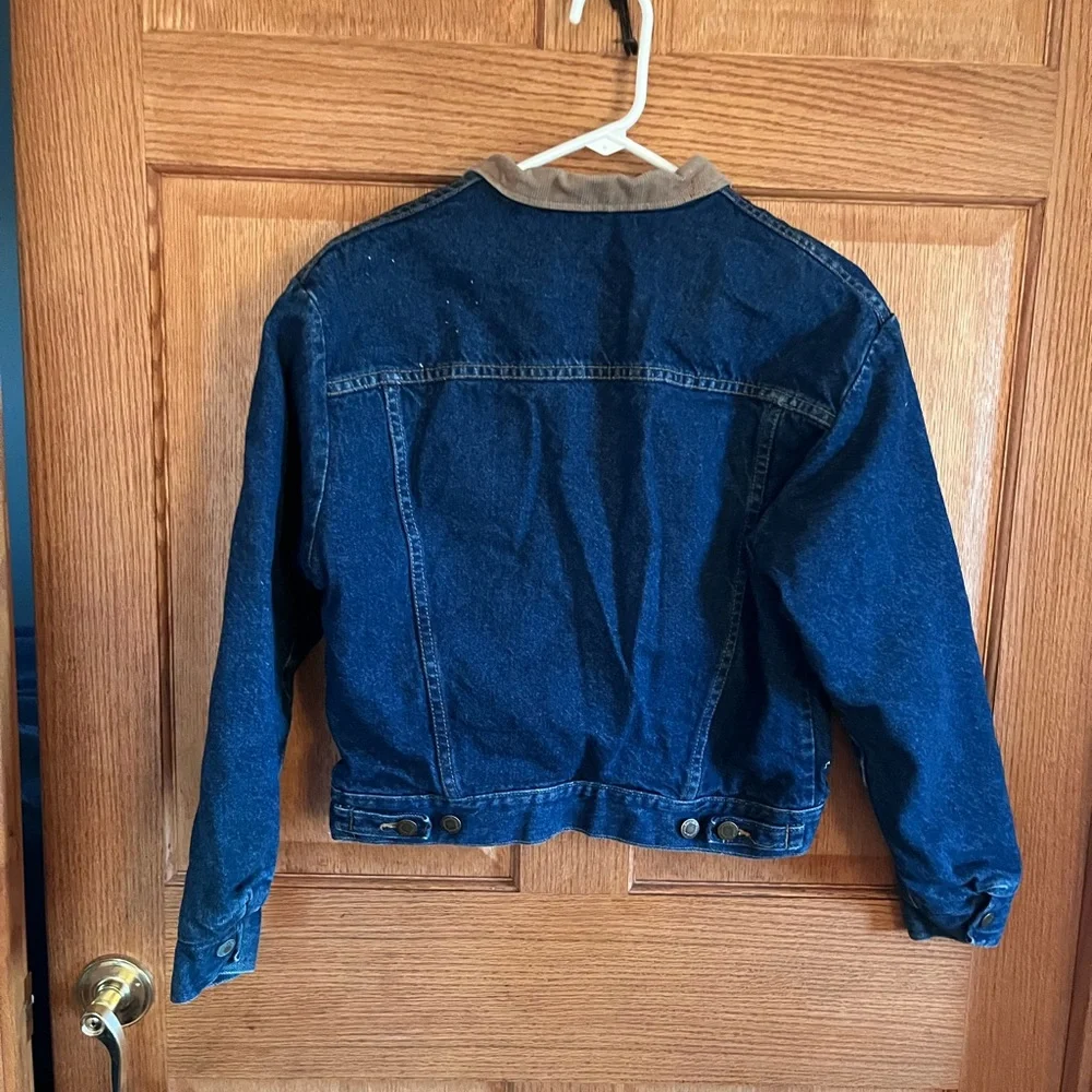 Wrangler vintage red flannel Lined, denim with brown corduroy collar coat